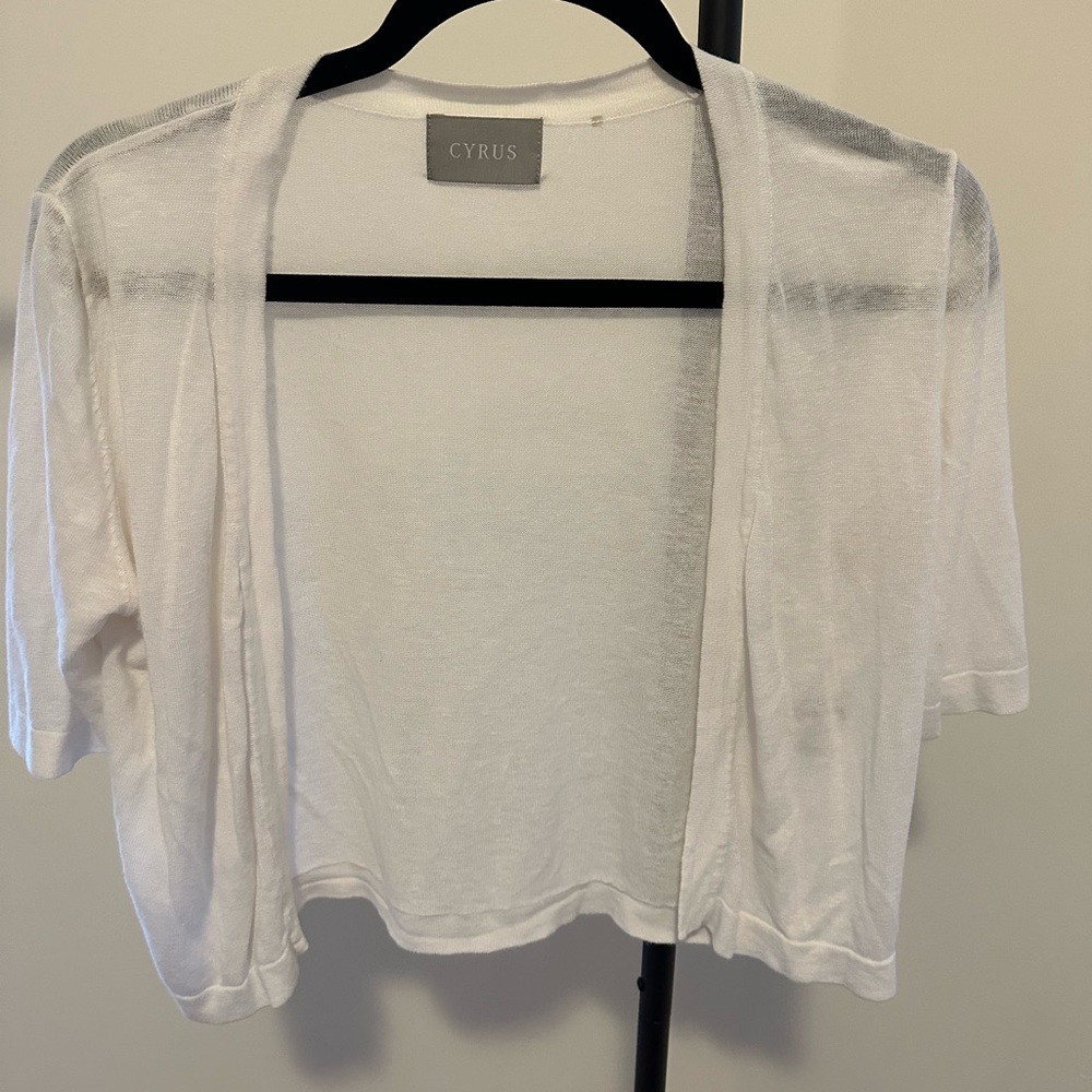 White Short Sleeve Cardigan
